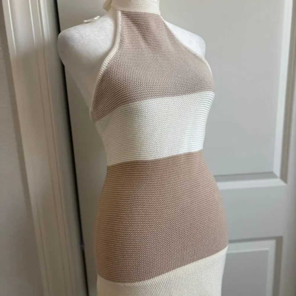 Sabo Women’s Auri Knit Dress Halter Neck Dress S Beachy Minimalist Coverup - Picture 3 of 12